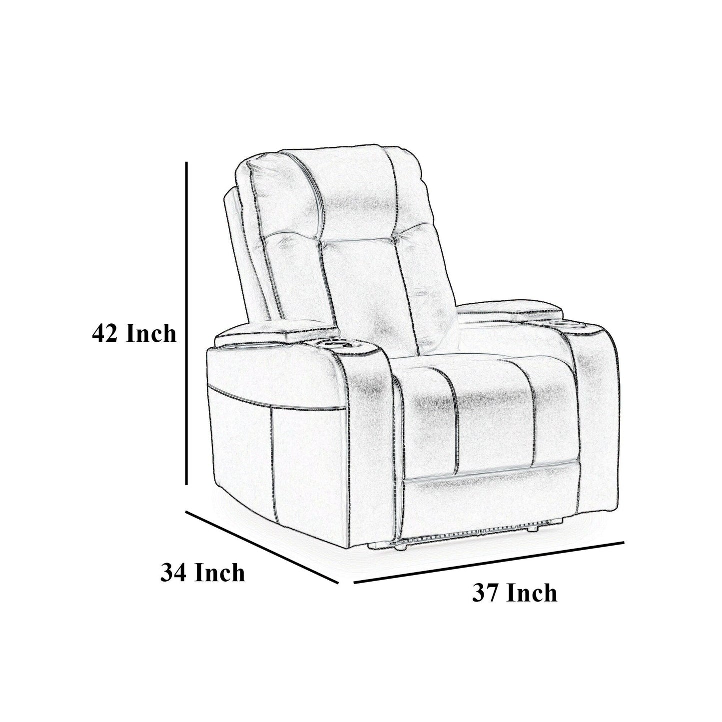 Poltrona reclinabile elettrica Callum, poggiatesta regolabile, similpelle nera