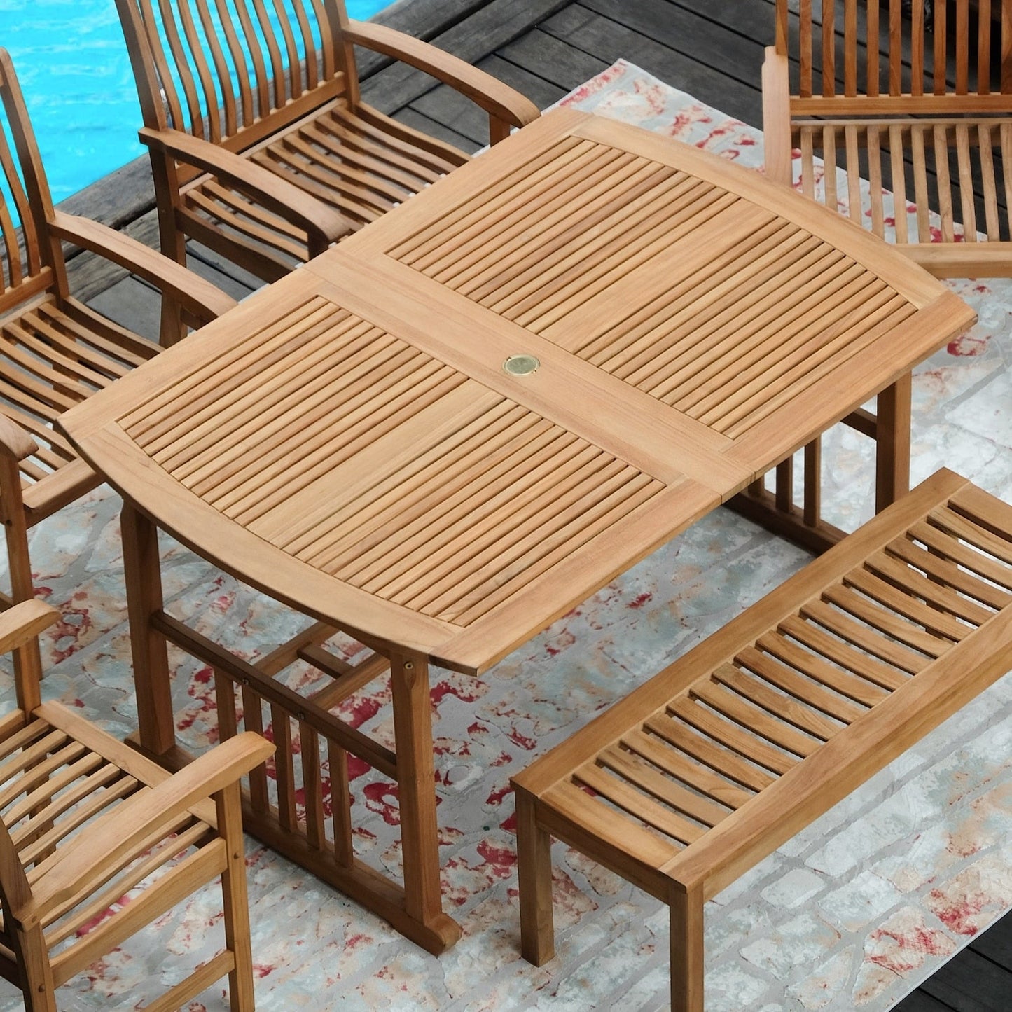 Set da pranzo estensibile da esterno Cambridge Casual Caterina in teak, 6 pezzi