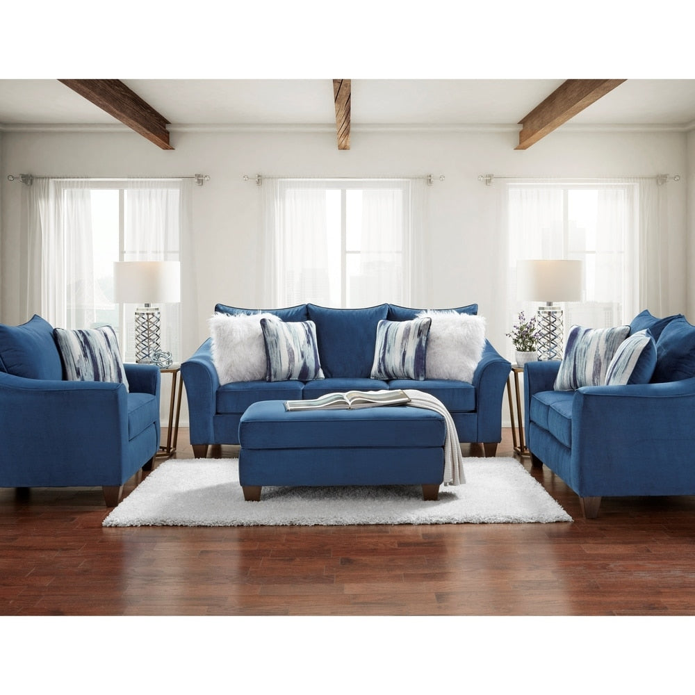 Divano con schienale in tessuto Camero di Roundhill Furniture in blu navy