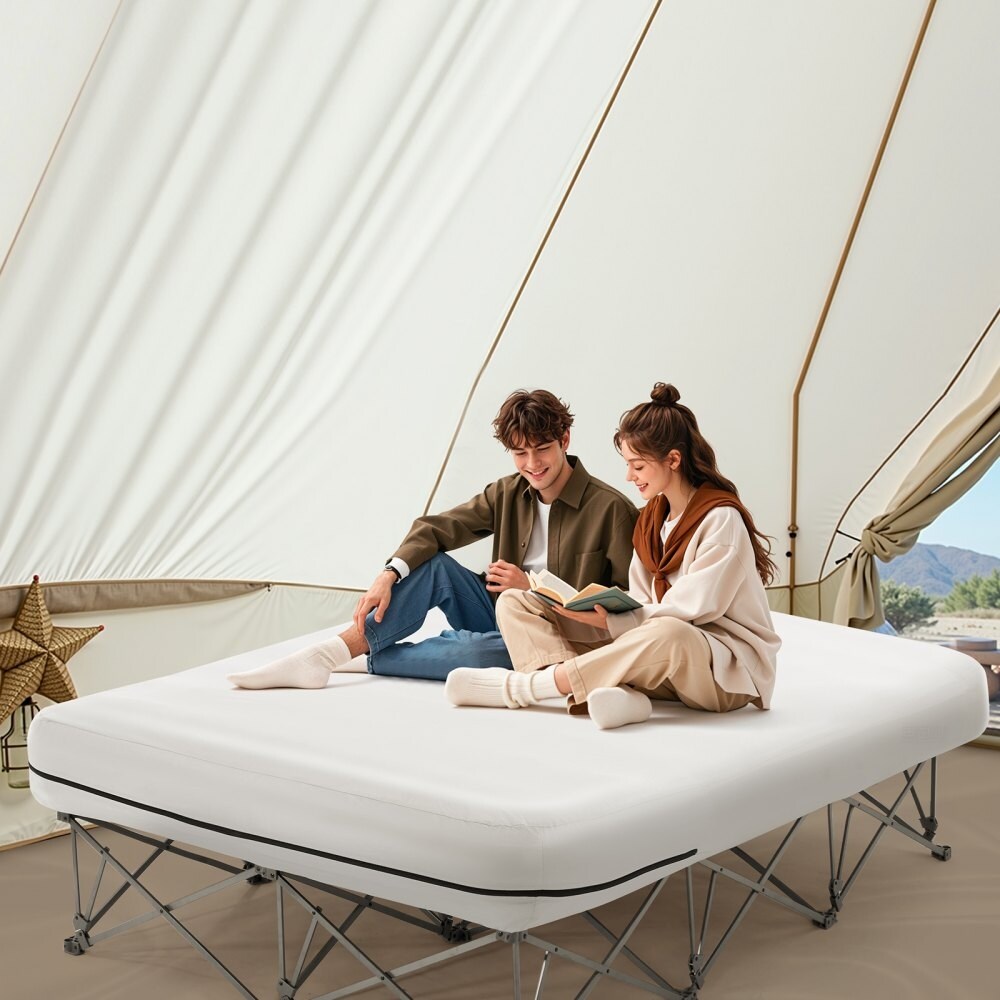 Materasso gonfiabile da campeggio con struttura pieghevole e pompa