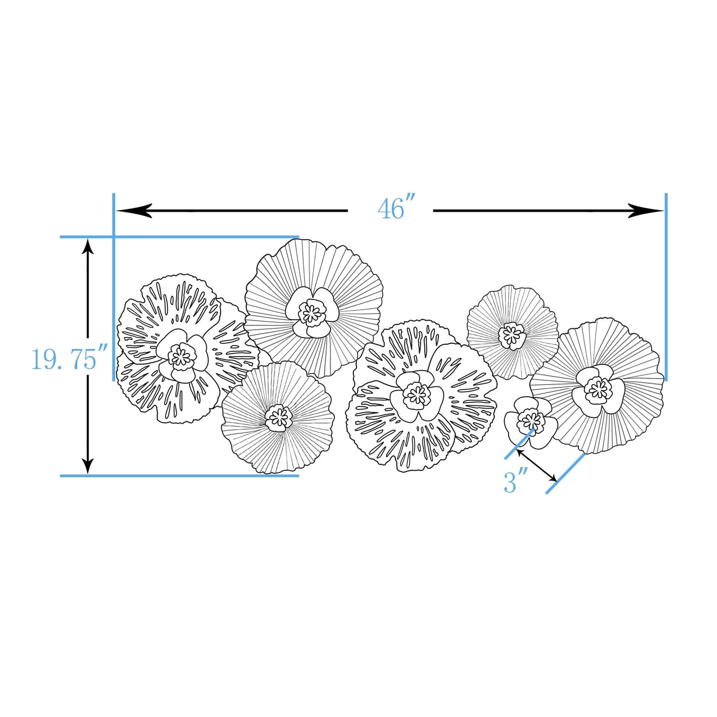 Arte murale in metallo anticato multicolore Carbon Loft con fiori