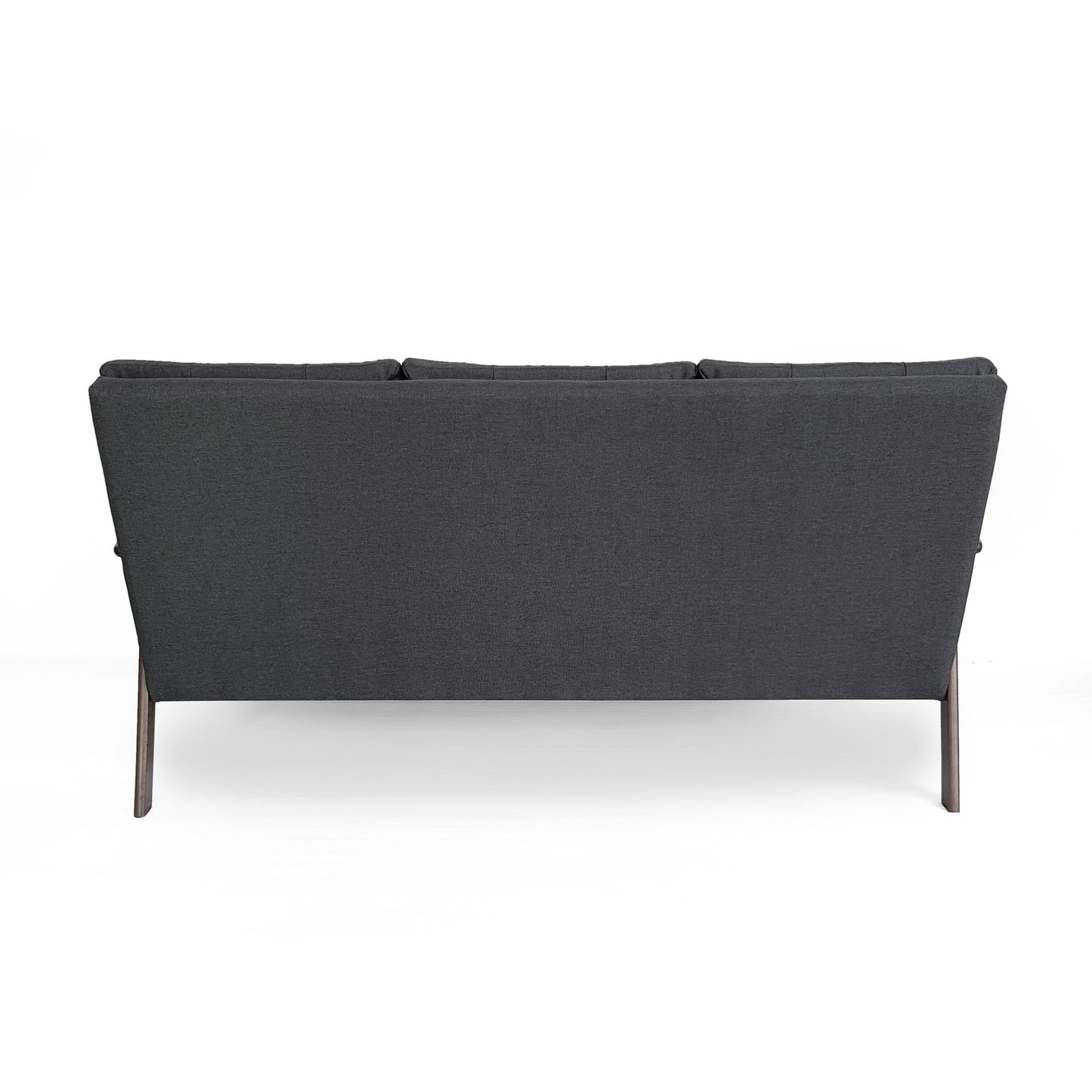 Divano a 3 posti trapuntato con bottoni Mid-Century da 65,5 pollici, grigio antracite, con gambe in legno di gomma, per soggiorno