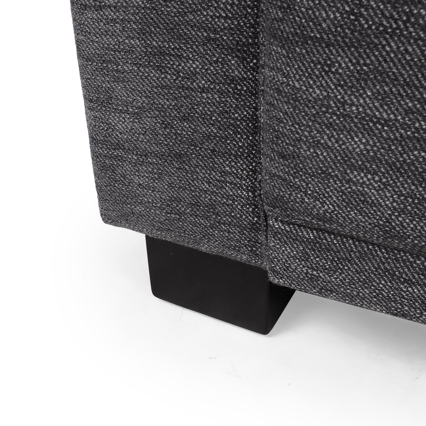 Divano imbottito moderno 80.25 a 3 posti color carbone con cuscini e gambe in legno per soggiorno