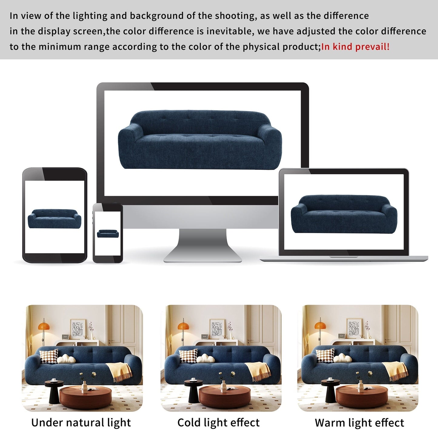 Divano a 3 posti imbottito in ciniglia con braccioli rotondi, divano lounge con cuscino trapuntato, divano futon a compressione in spugna