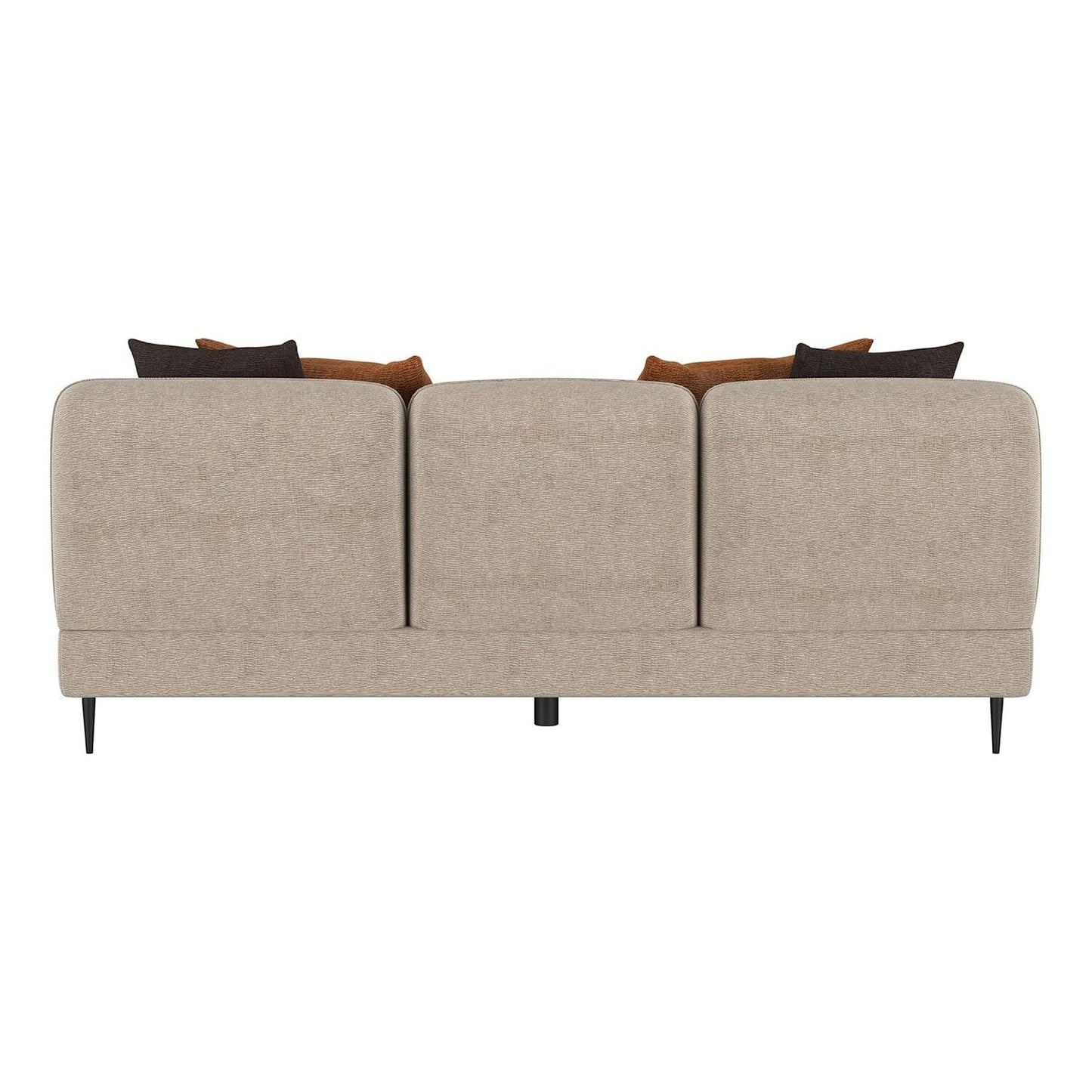 Divano imbottito in ciniglia con bracciolo scolpito color Latte