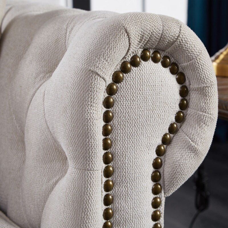 Divano Chesterfield in tessuto di lino