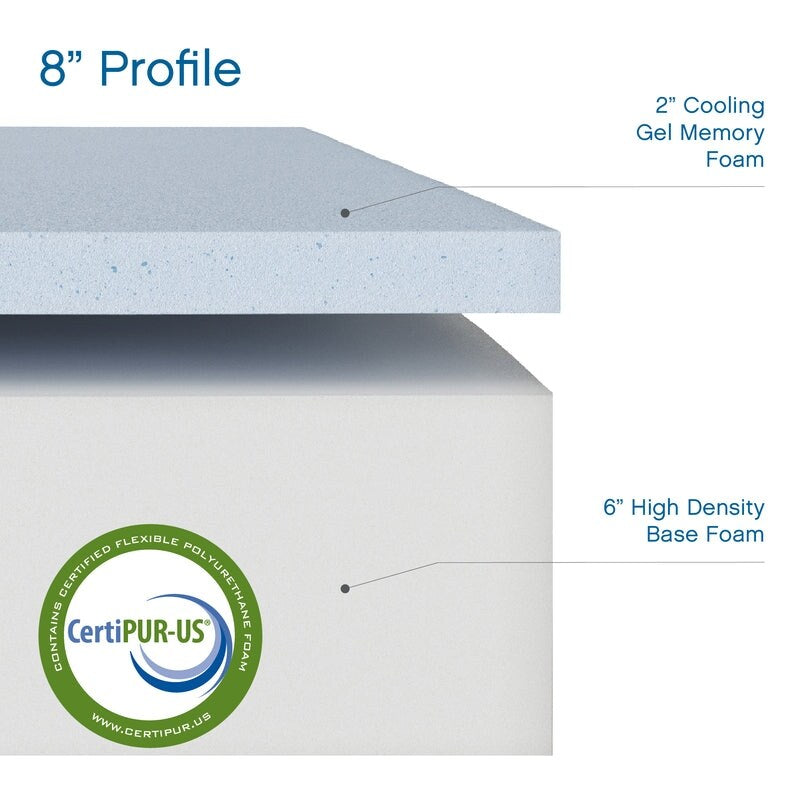 Materasso Classic Brands Cool Gel Memory Foam da 8 pollici, certificato CertiPUR USA, materasso in una scatola.