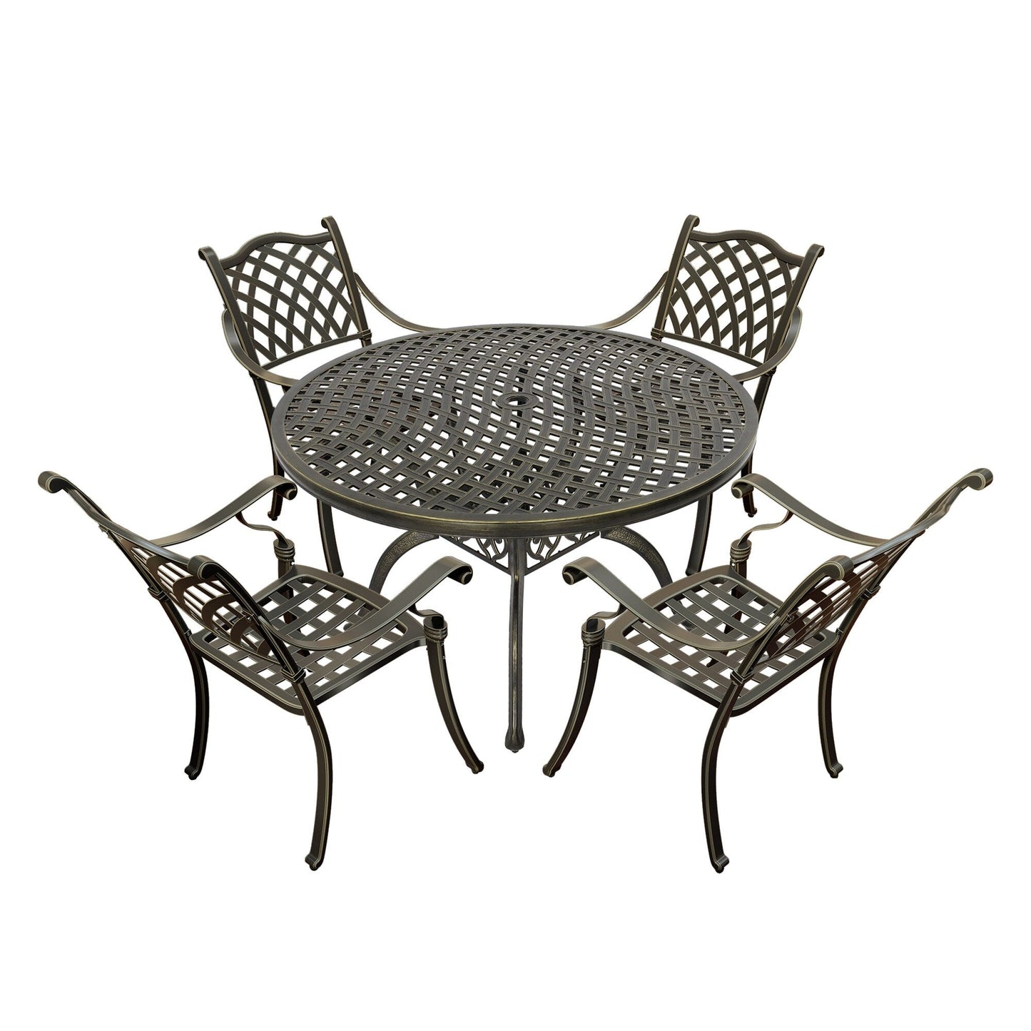 Set da pranzo per patio in alluminio pressofuso da 5 pezzi Clihome