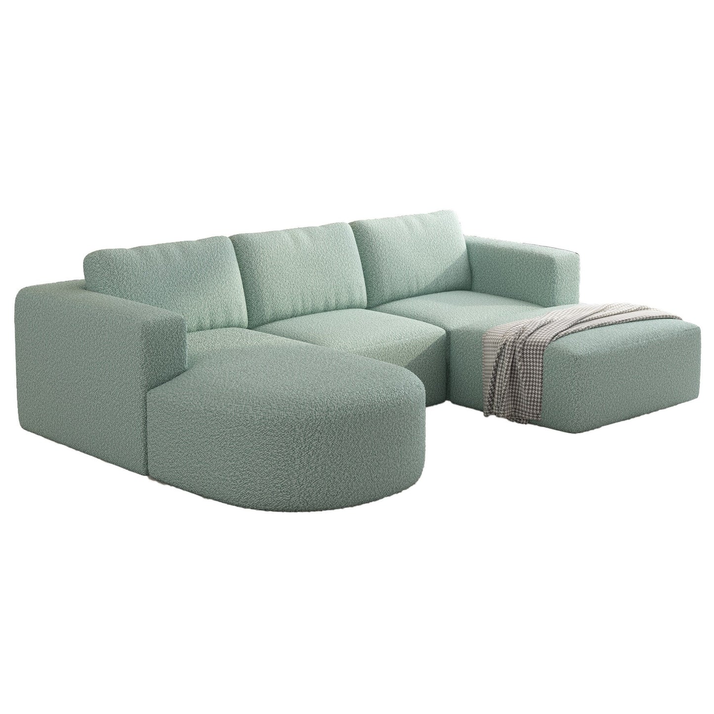 Divano componibile modulare a forma di U convertibile 104,32*70,86 con chaise longue, pouf e spugna compressa per soggiorno