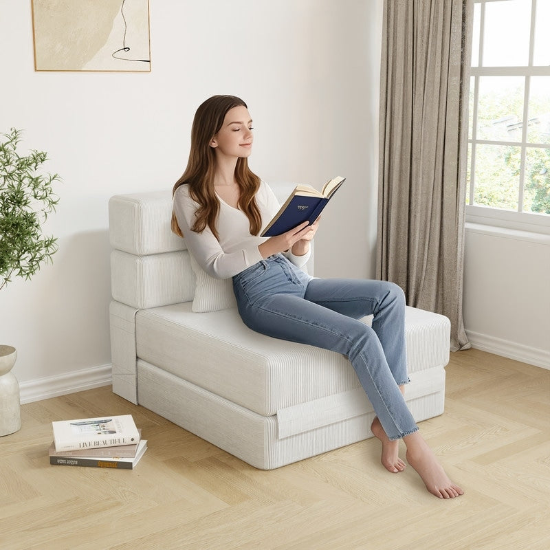 Divano componibile in velluto a coste a compressione convertibile (set da 3)