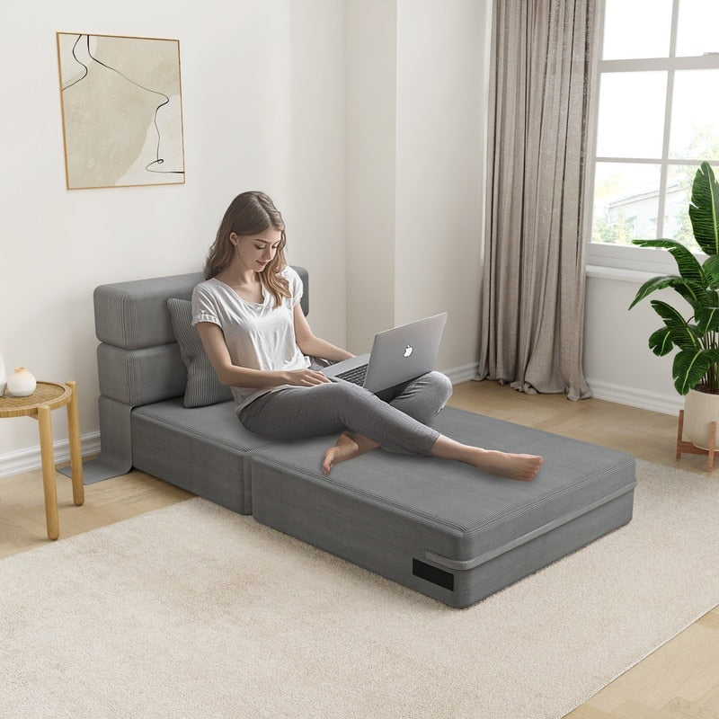 Divano componibile convertibile in velluto a coste compressivo (set da 4)