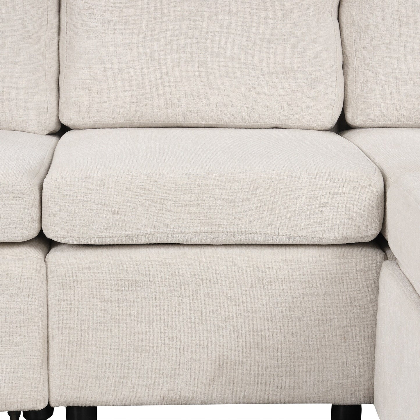 Divano componibile a U trasformabile con letto estraibile, porte USB e portabicchieri per soggiorno