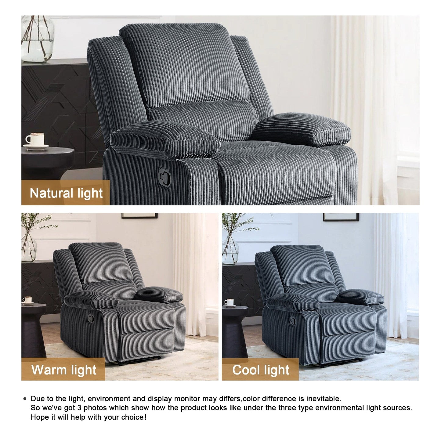 Poltrona reclinabile regolabile in velluto a coste per soggiorno