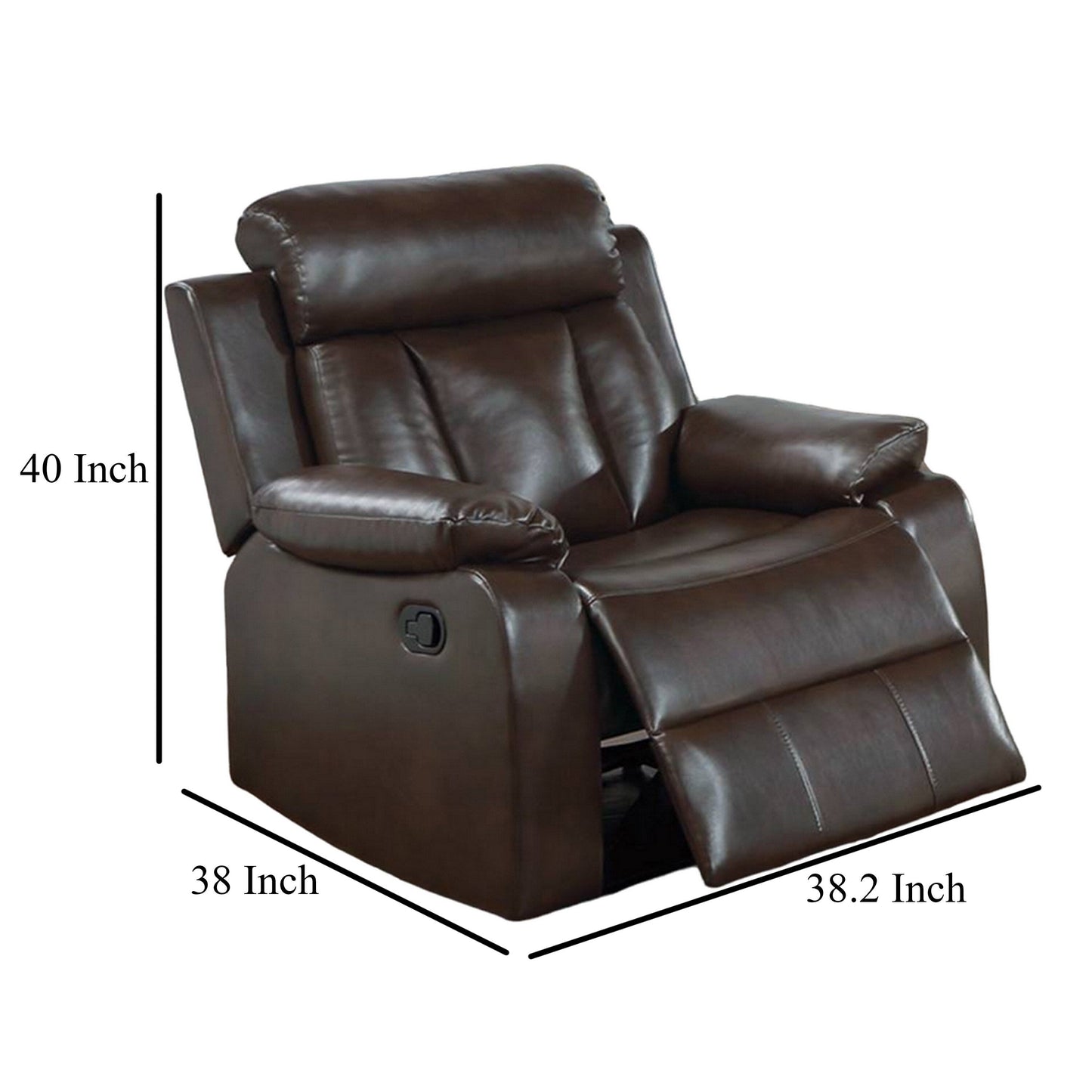 Poltrona reclinabile manuale Corie, imbottita, in similpelle marrone