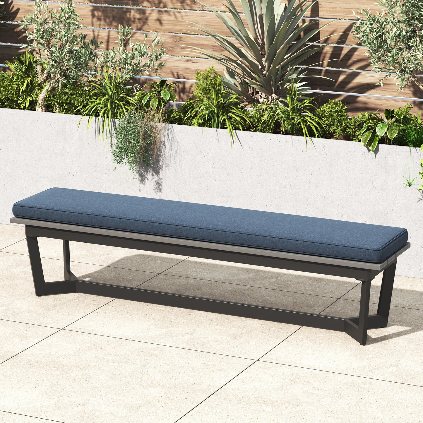 Set da pranzo per esterni Corvus Orville da 6 pezzi in alluminio con piano del tavolo in WPC