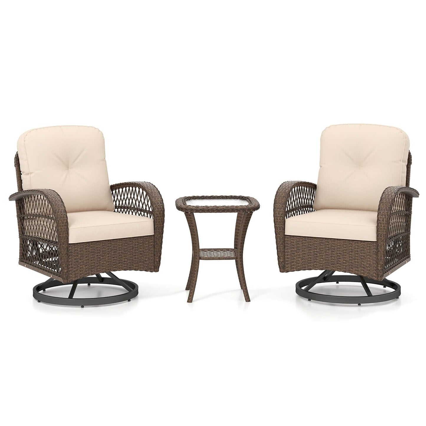 Set di mobili da bistrot girevoli da giardino Costway da 3 pezzi - Vedi dettagli