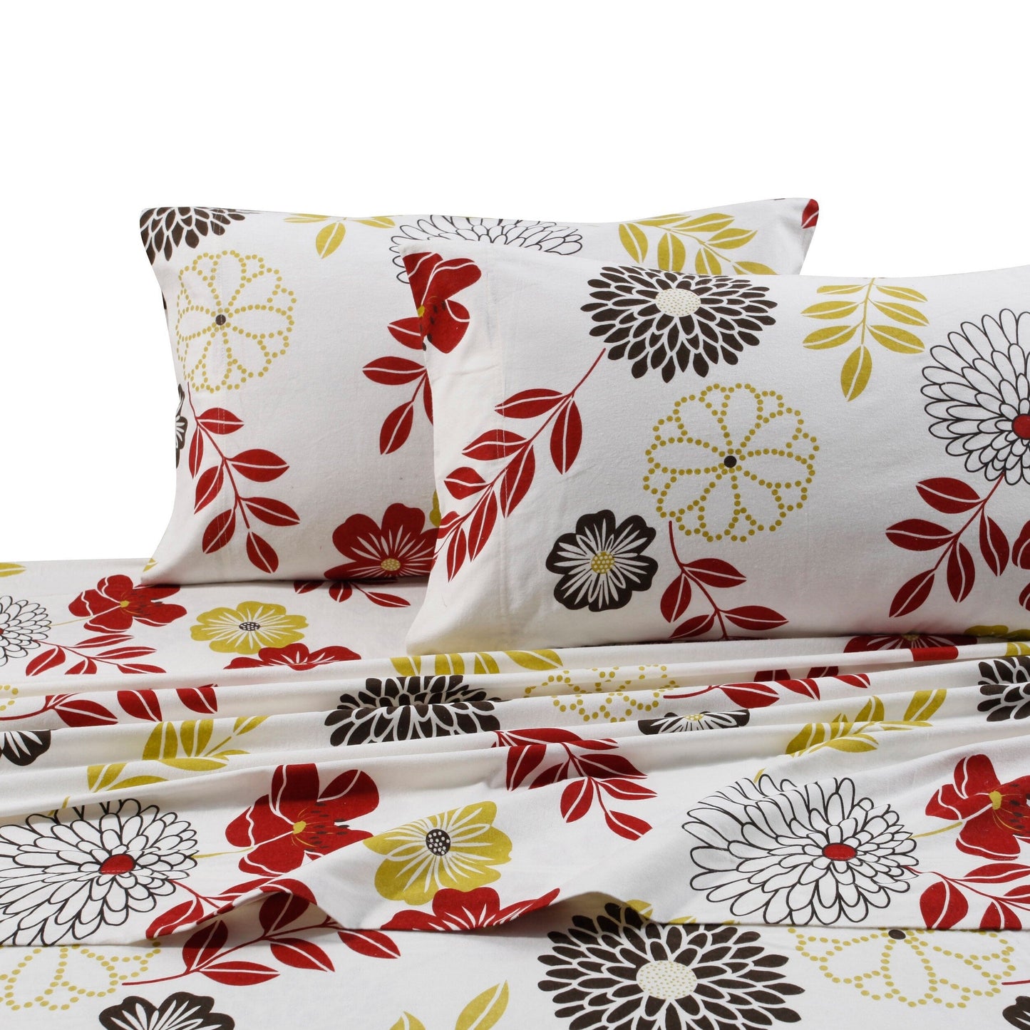 Set di lenzuola in flanella di cotone con tasche extra profonde e lenzuolo piatto oversize