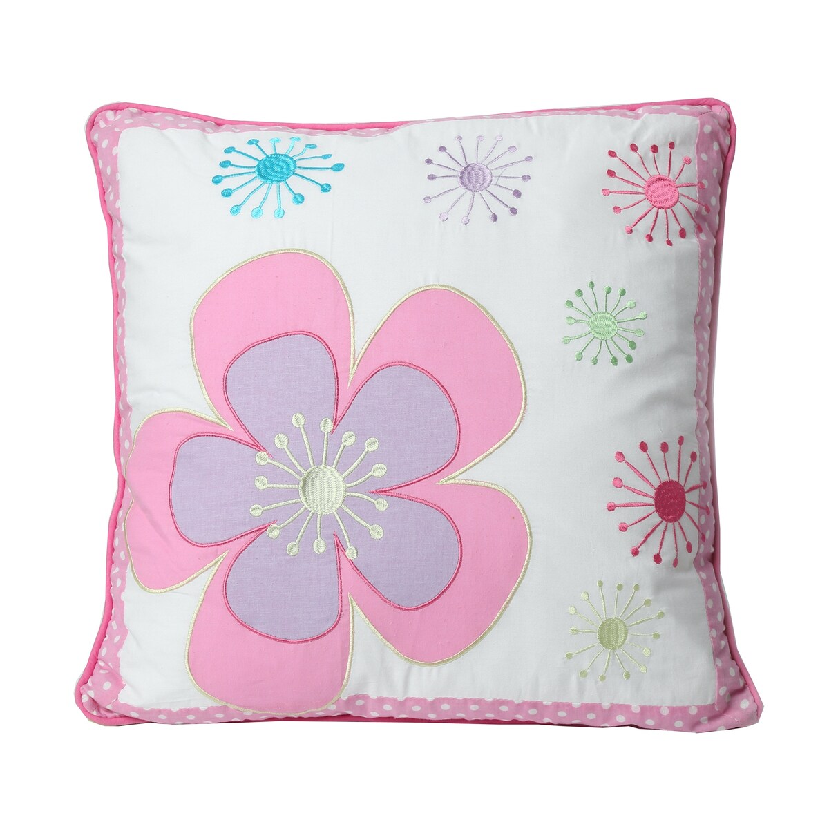 Set di biancheria da letto reversibile in cotone Cozy Line Pink Blossom con cuscini decorativi