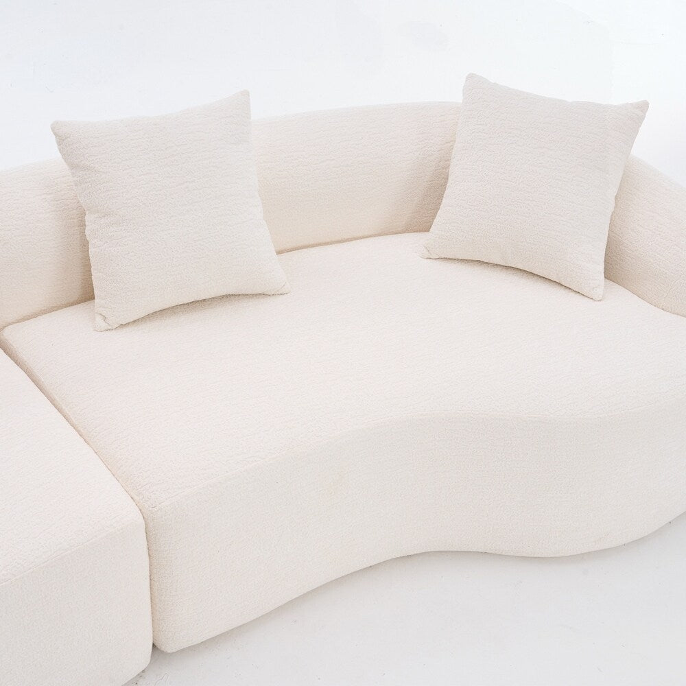 Divano a due posti curvo in spugna a compressione completa bianco