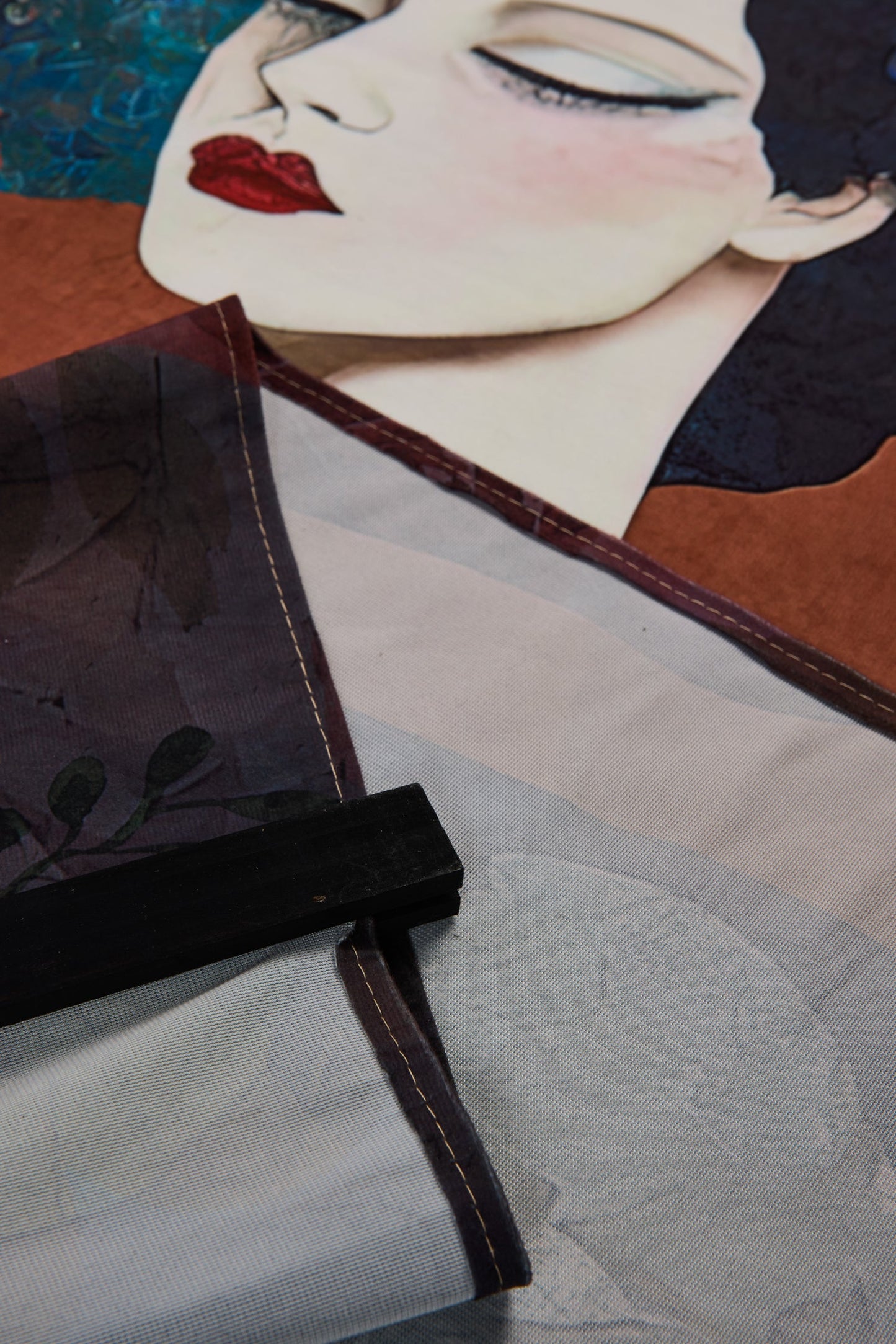 Allo - Tela Stampa Donna Foglie E Fiori Sfondo Arancione 115X153