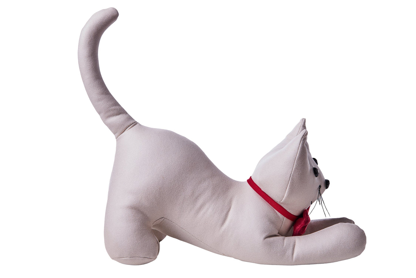 Batentes Portas - Ferma Porta Gatto Bianco Con Collare Rosso