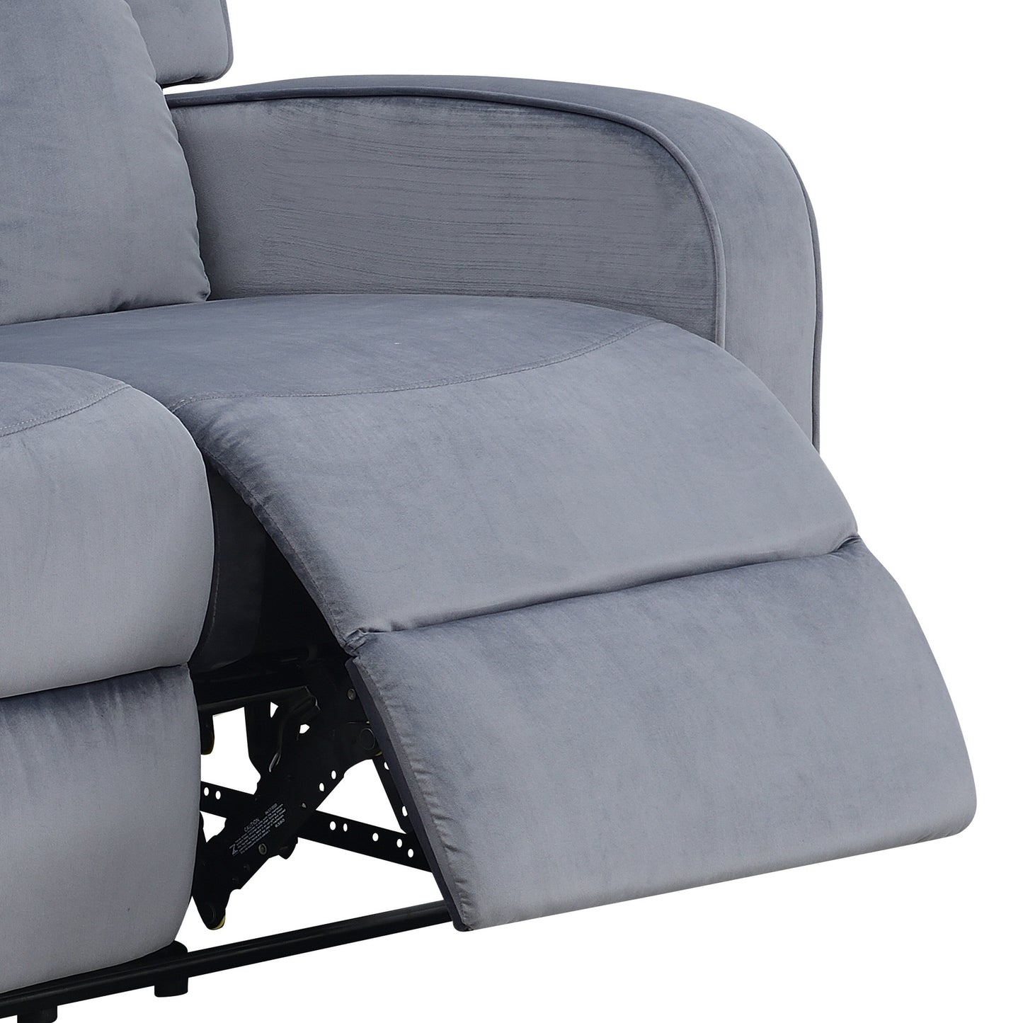 Divano reclinabile imbottito in tessuto grigio-blu Dale