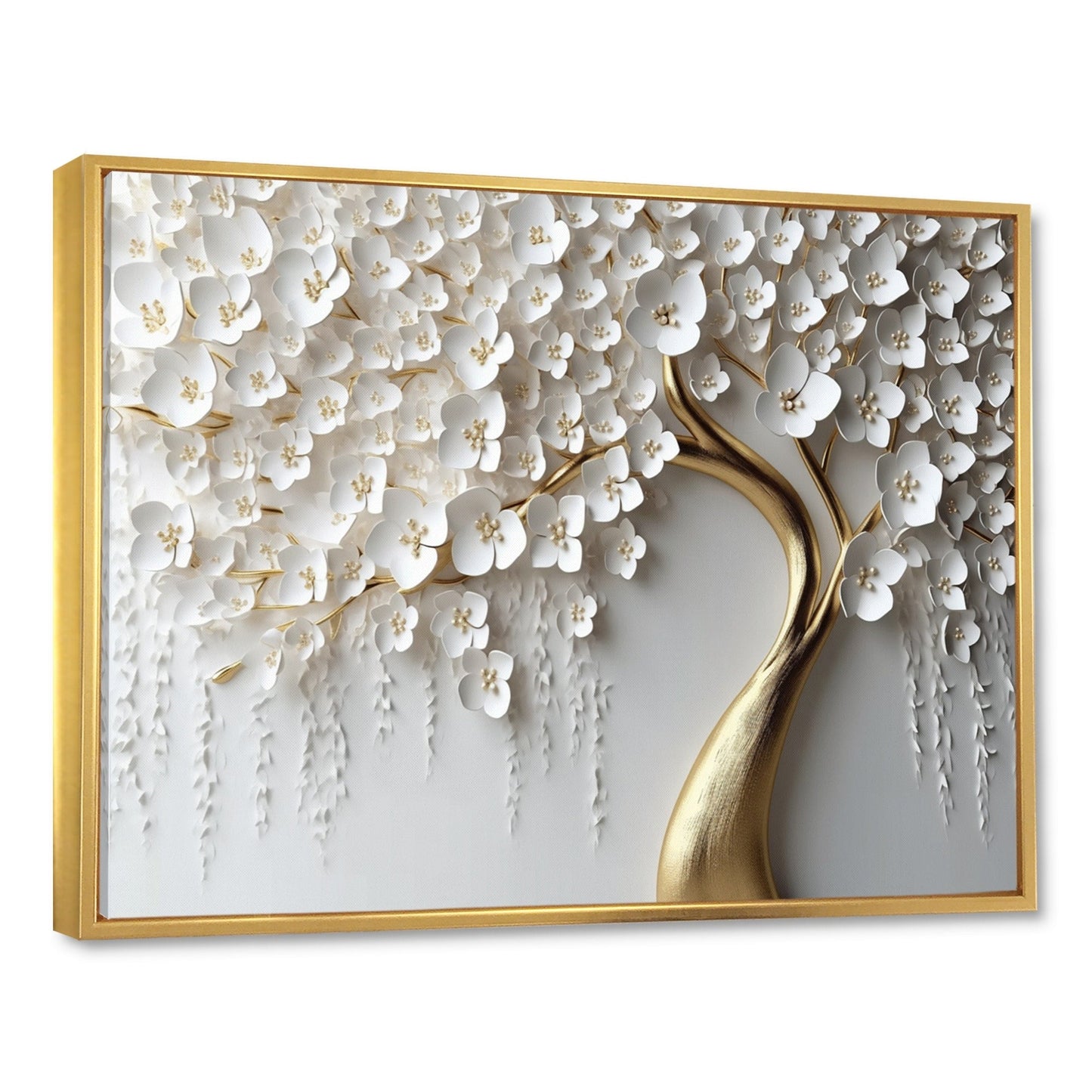 Designart White Orchid Tree Garden Of Branchs IV Tree Floral Framed Wall Art For Living Room