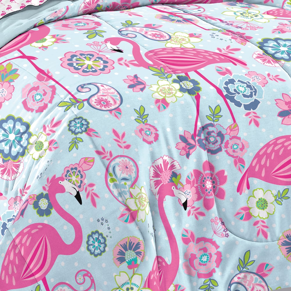 Dream Factory Flamingo - Set letto in sacco a pelo da 7 pezzi con lenzuola