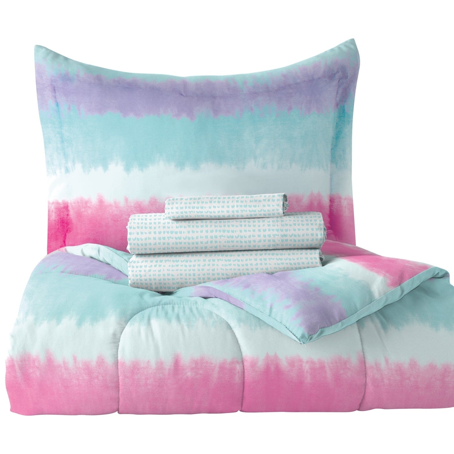 Dream Factory Tie Dye Stripe Microfibra Letto in Borsa con Set di Lenzuola