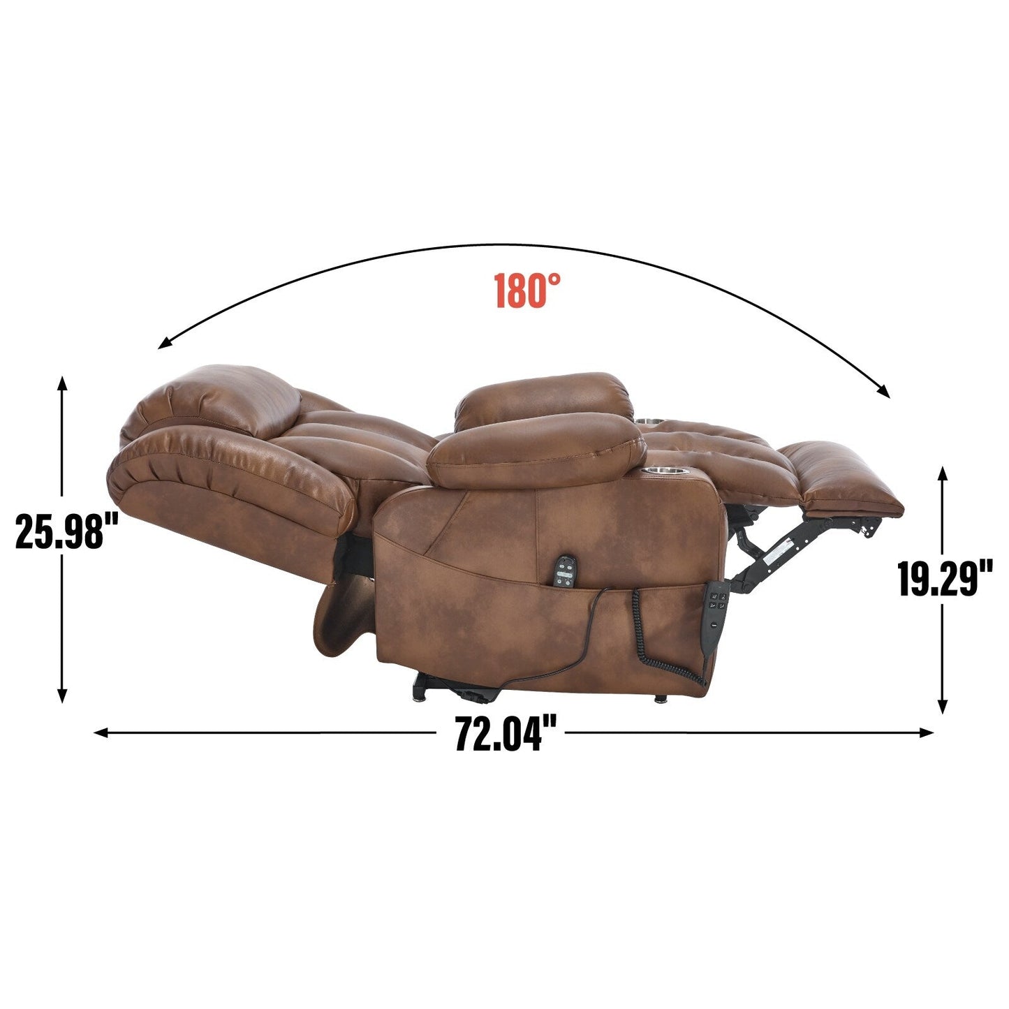 Poltrona reclinabile a doppio motore con infinite posizioni, massaggio vibrante a 8 punti e riscaldamento lombare, portabicchieri in acciaio inossidabile