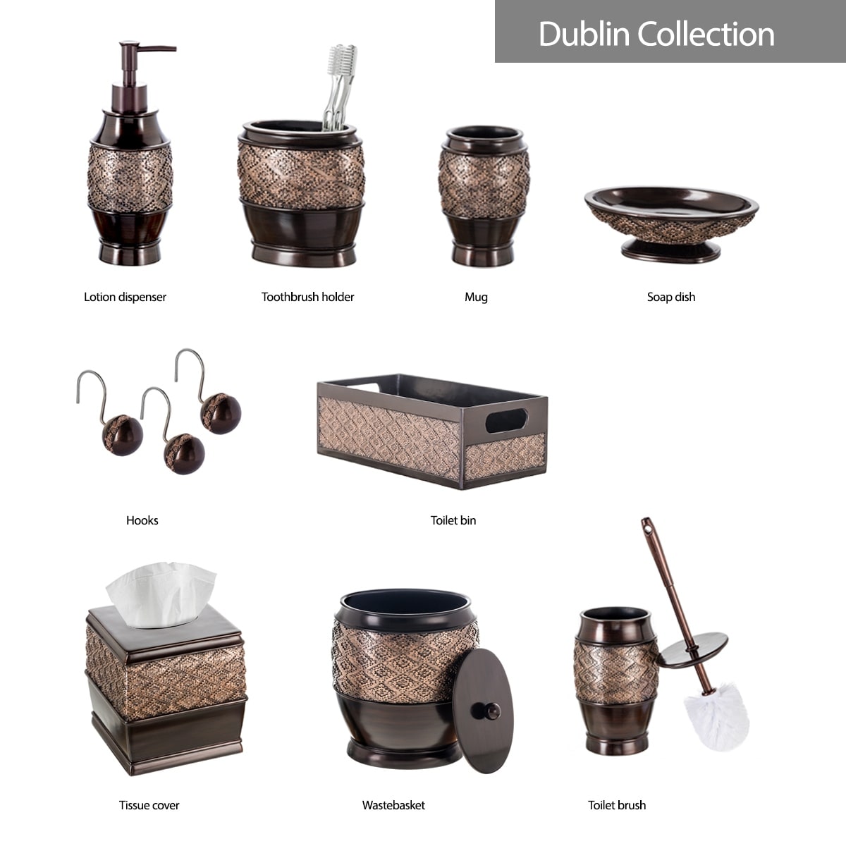 Creative Scents Dublin Brown Set di accessori da bagno - 6 pezzi