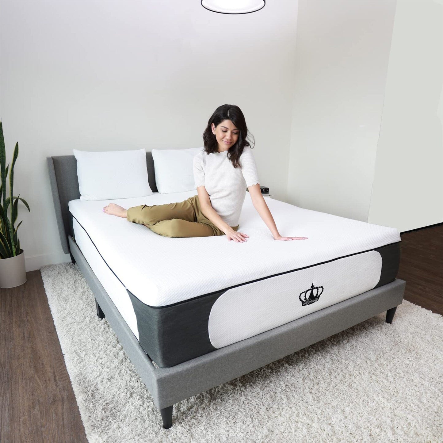 Materasso Dynasty da 14,5 pollici CoolBreeze Gel Memory Plush Queen Size in schiuma per letto