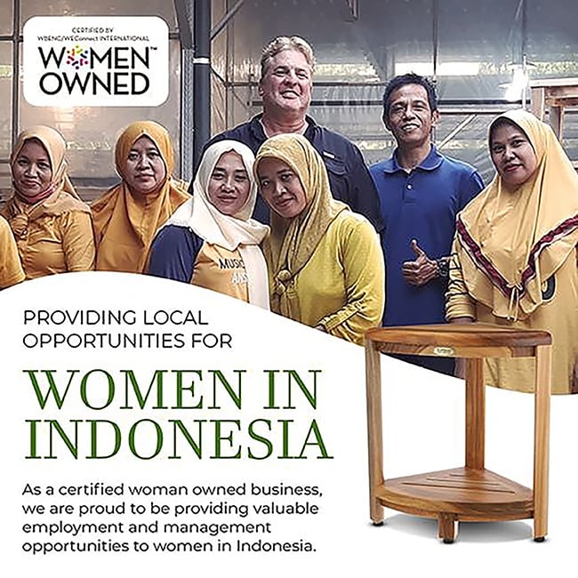 EcoDecors, Mensola angolare in legno di teak, Poggiapiedi per la rasatura della doccia, Sgabello in teak per doccia interna, 18 pollici