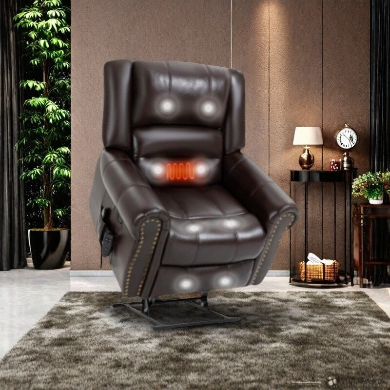 Poltrona reclinabile elettrica con doppio motore, massaggio riscaldato, porte di ricarica USB e reclinazione infinita per anziani