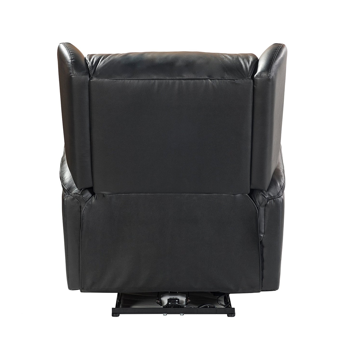 Poltrona reclinabile elettrica Eliseo in vera pelle con porta USB e design Wingback