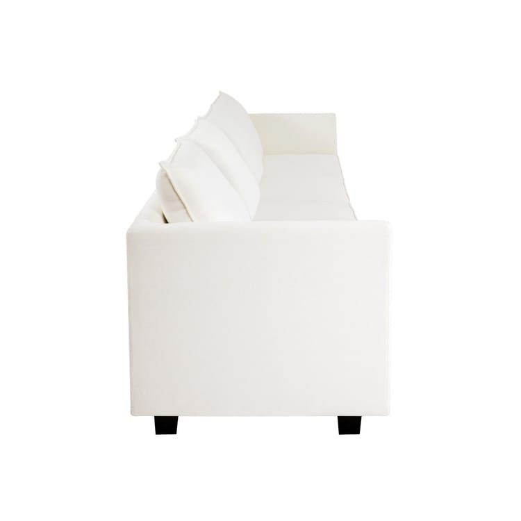 Divano modulare a 3 pezzi con seduta morbida e confortevole, divano in lino con robusta struttura in legno, ideale per piccoli spazi