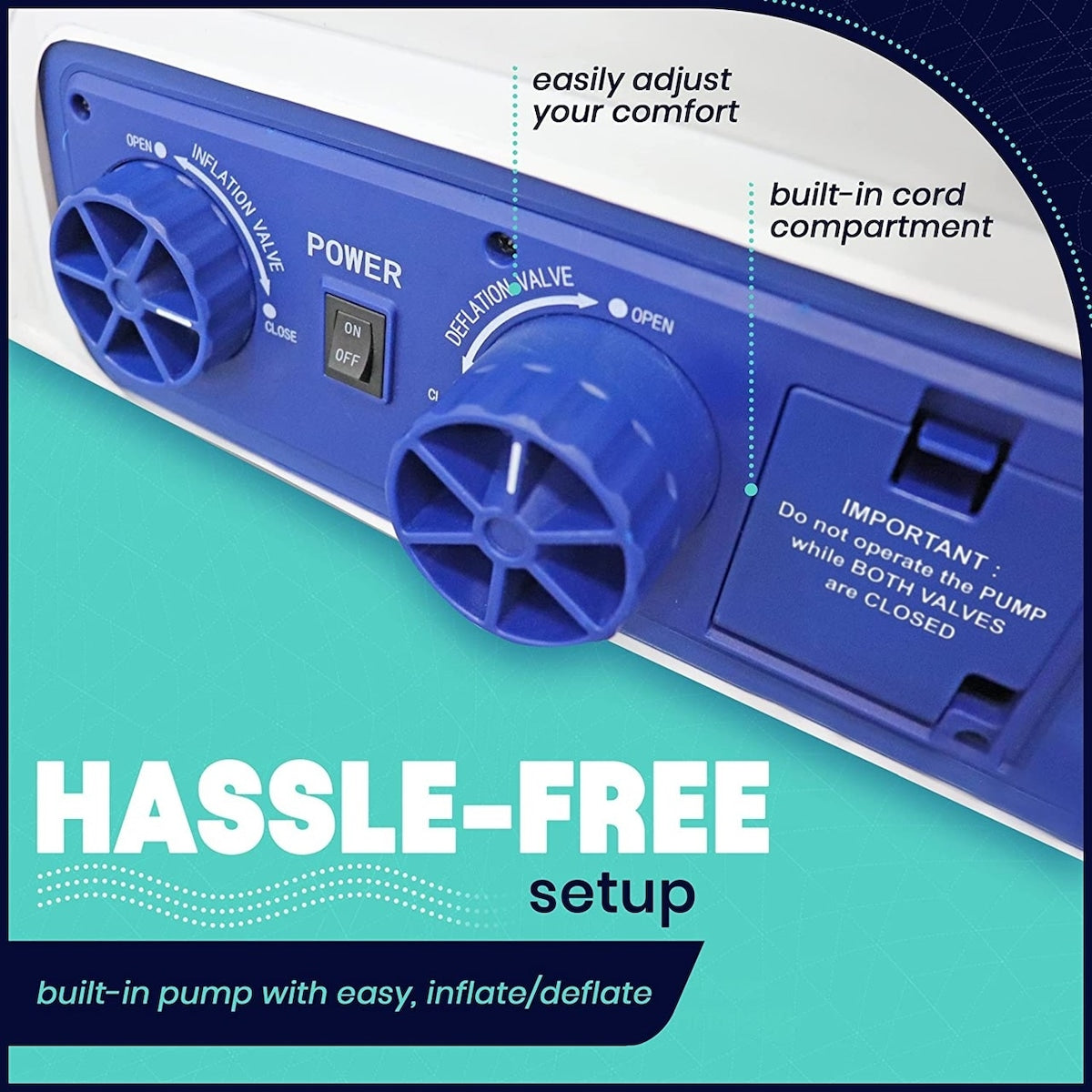 Materasso ad aria EnerPlex Premium a doppia pompa - Misura Queen - 16