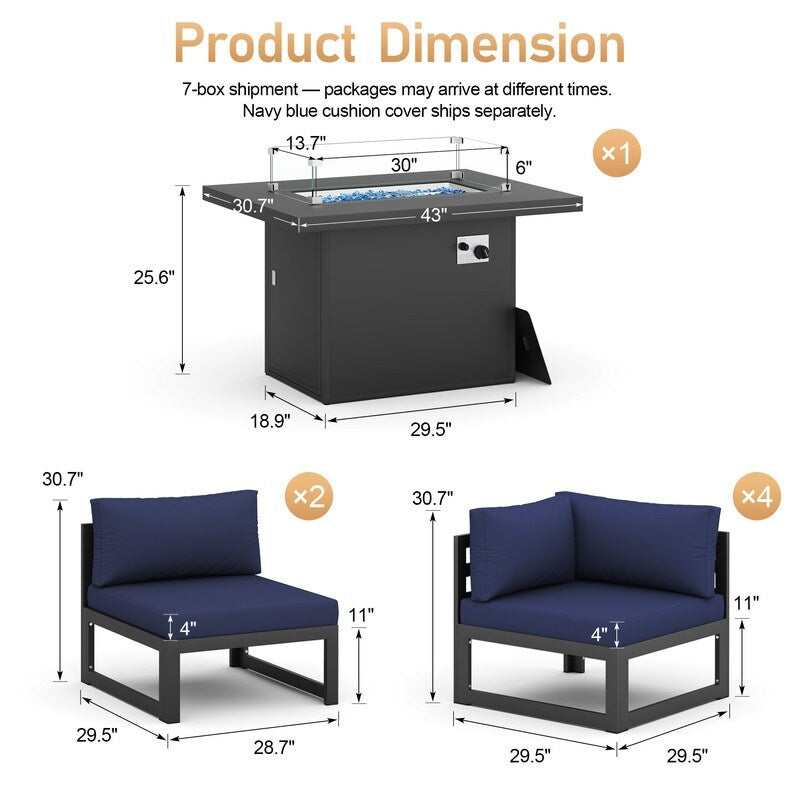 Set di divani componibili da conversazione per esterni in alluminio FINCATI