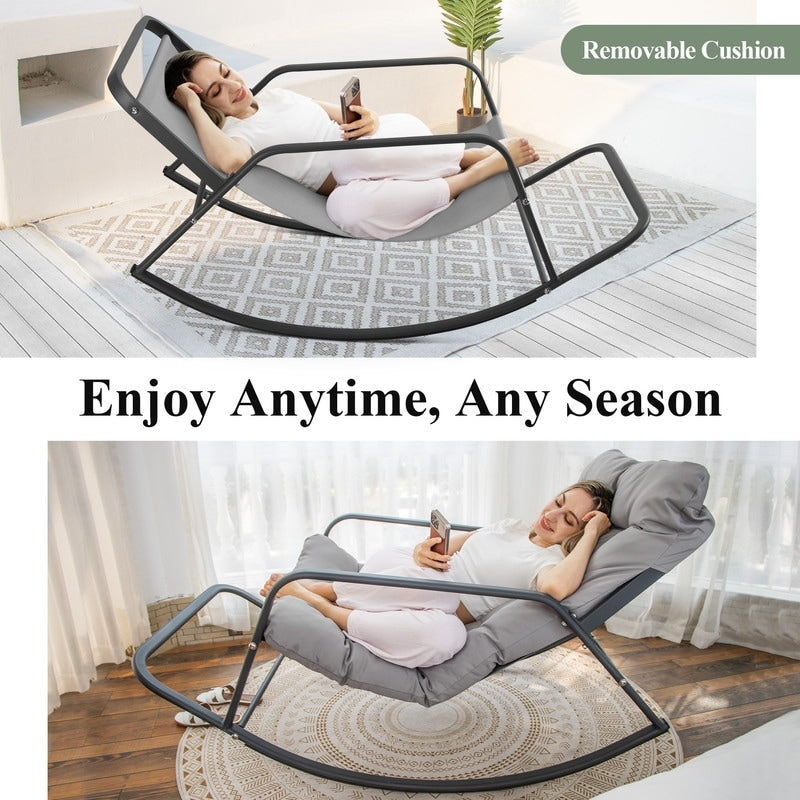 Poltrona a dondolo FINCATI Royal Oversized da interno, poltrona reclinabile da esterno extra large da 450 libbre con comodi cuscini resistenti all'acqua