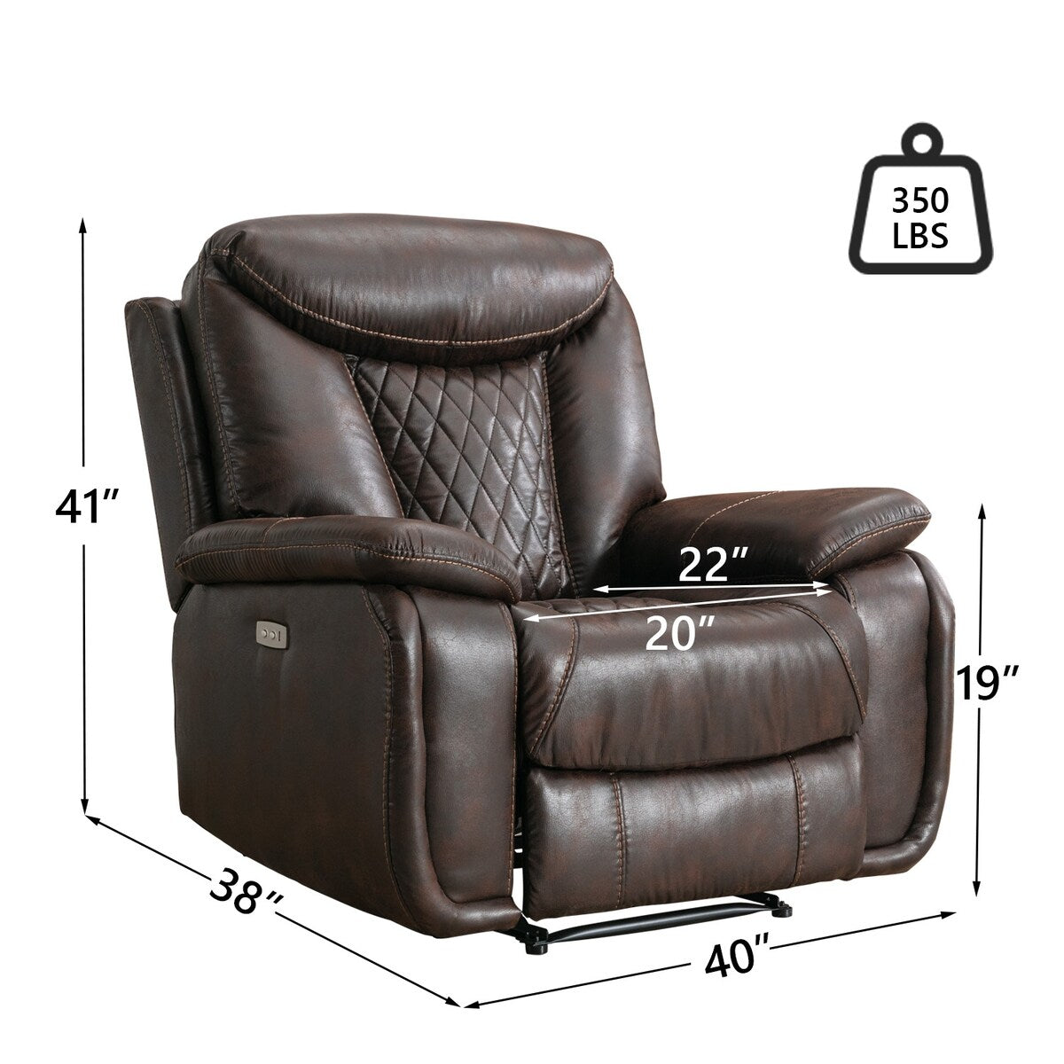 Poltrona reclinabile elettrica in pelle Ebello con comodo poggiapiedi per il soggiorno