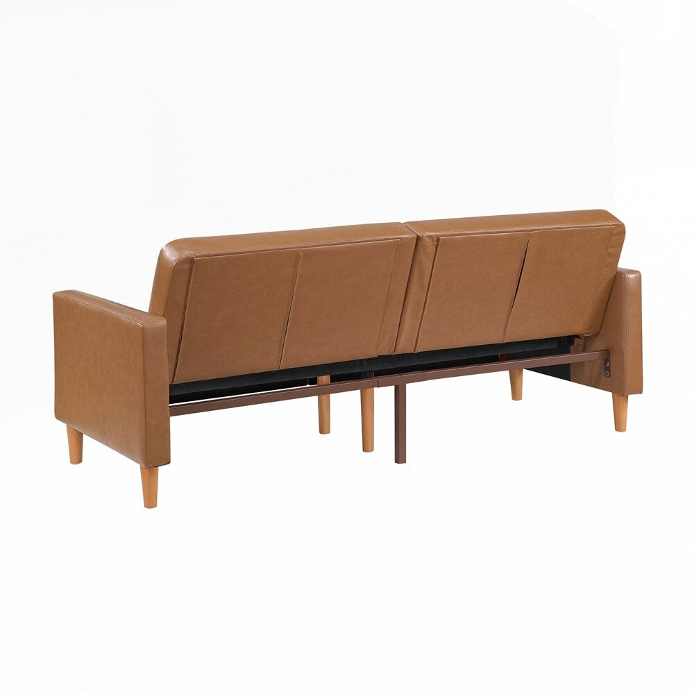 Divano letto confortevole con rivestimento in similpelle, arredamento moderno, struttura in compensato resistente, elegante chaise longue - 2 posti