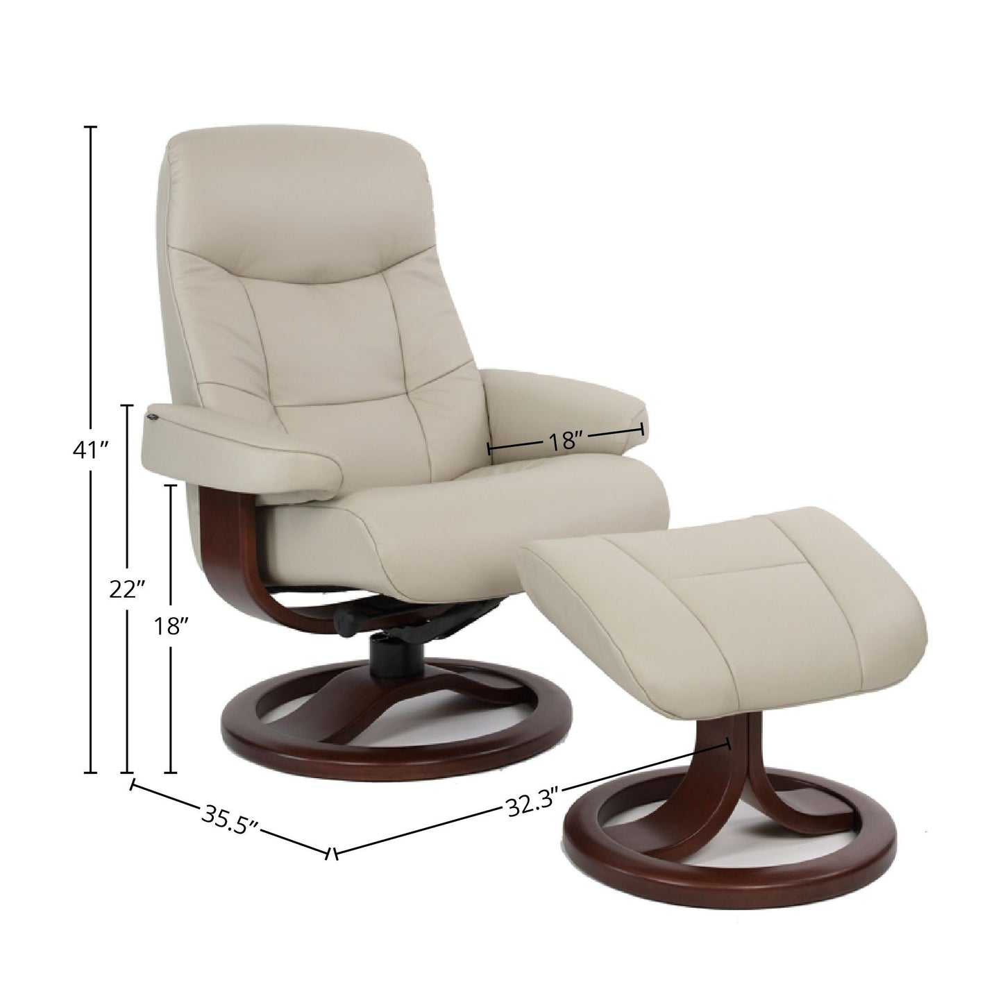 Poltrona reclinabile e pouf in pelle Muldal Fjords