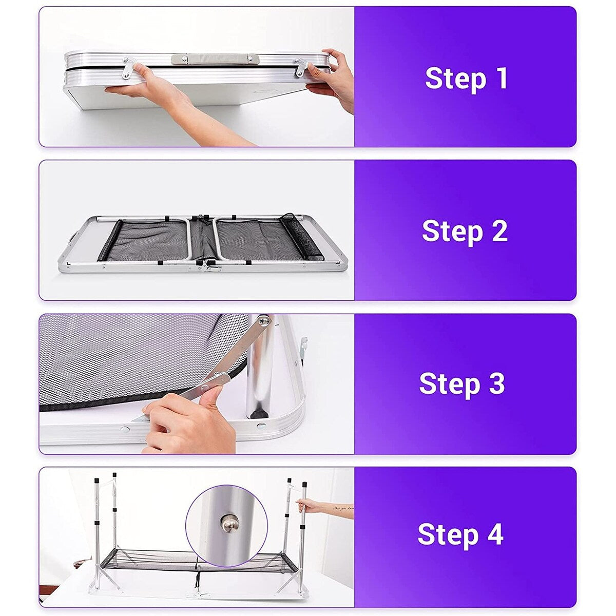 Tavolo da gioco pieghevole regolabile in altezza, tavolo da campeggio portatile in alluminio leggero, con maniglia per il trasporto per esterni, spiaggia