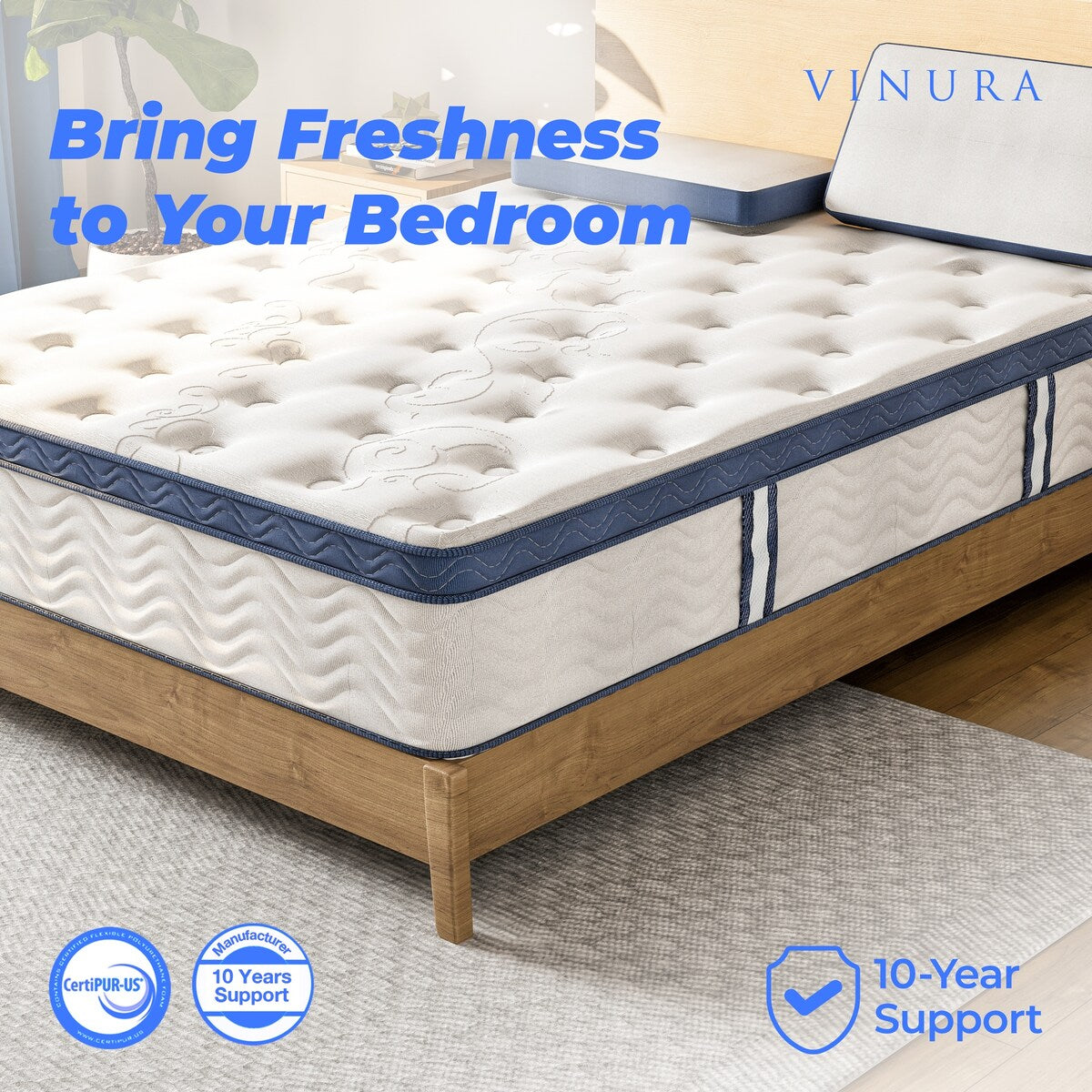 Materasso matrimoniale con molle insacchettate ibride - Memory foam morbido da 12 pollici