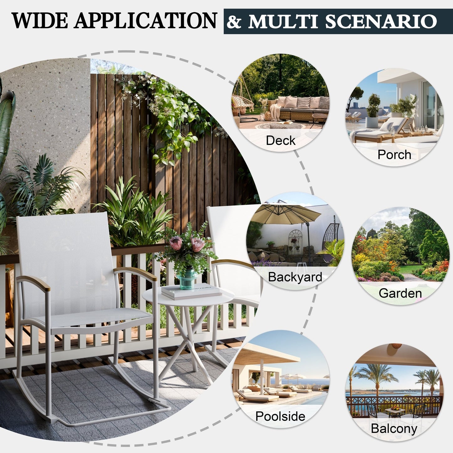 Set da bistrot da giardino Futzca da 3 pezzi, due sedie con tavolino da caffè