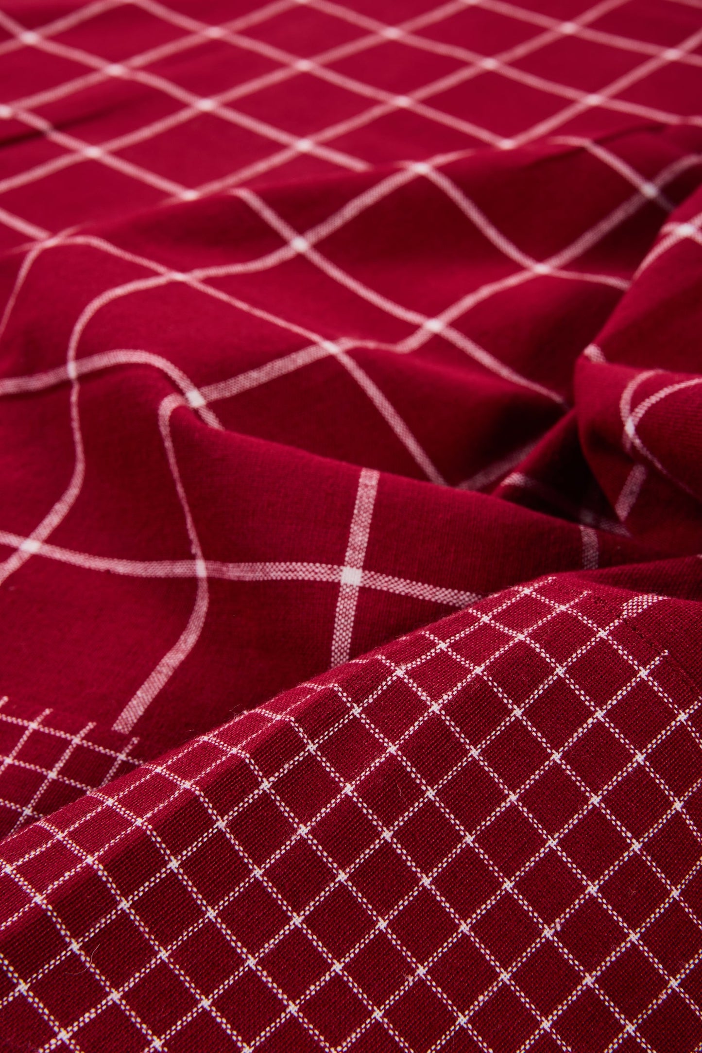 Villers - Tovaglia Di Cotone 150X300 Tessuto Quarettato Rosso