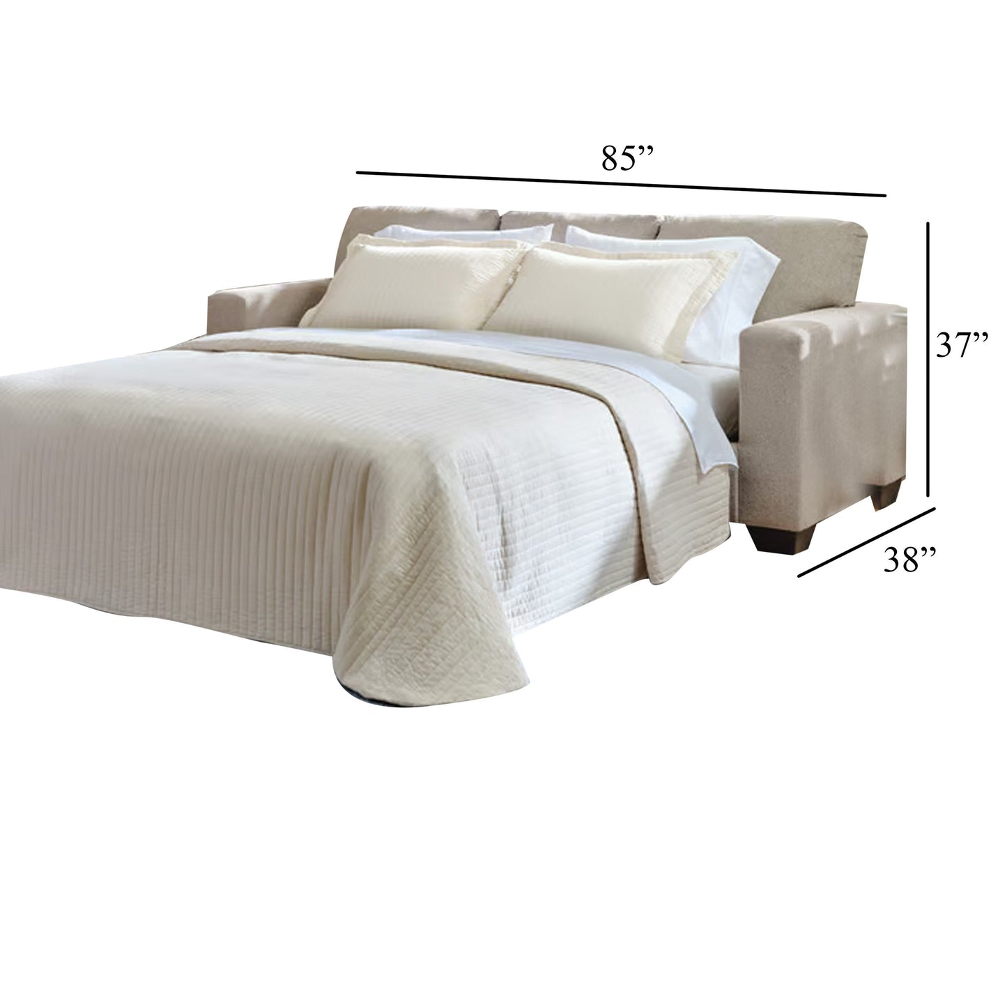 Divano letto Gavin, letto matrimoniale, rivestimento marrone pergamena, 85 pollici