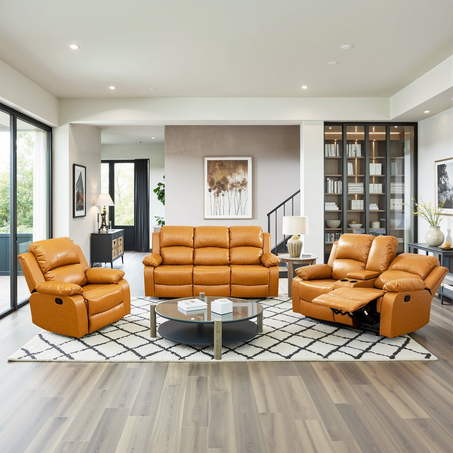 Set di divani da soggiorno Ginger in semi-PU e PVC, 3 pezzi