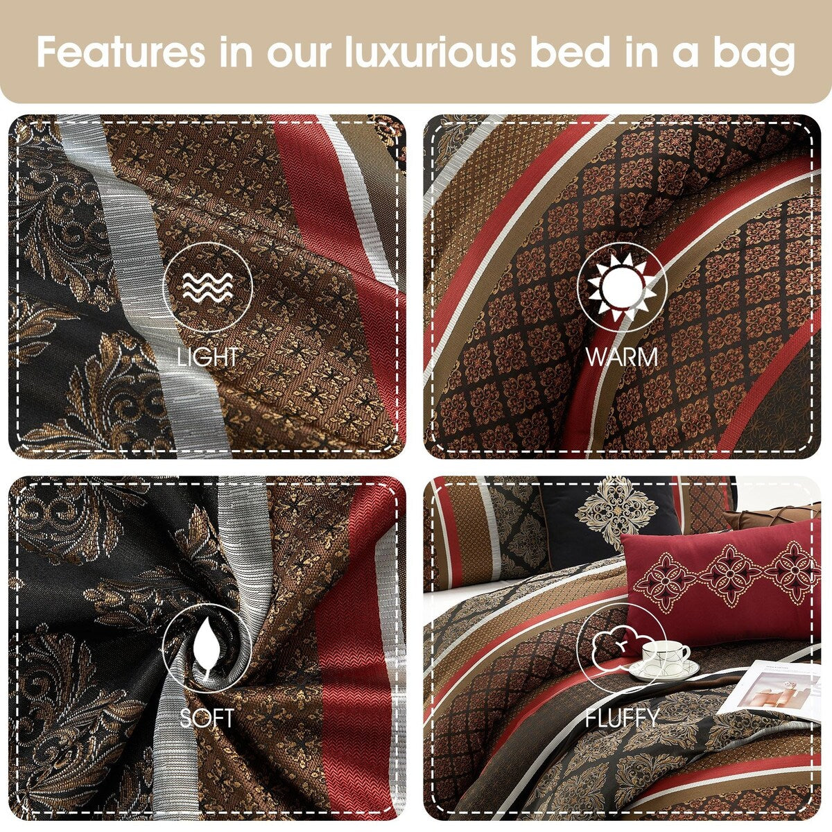 Set copripiumino jacquard geometrico Nanshing Jensen da 7 pezzi