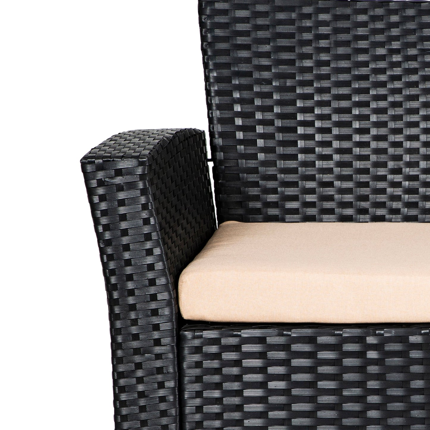 Set da conversazione per patio esterno Grandview in vimini nero da 4 pezzi